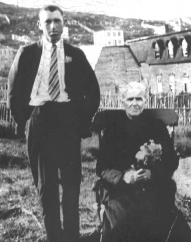 136: Vince Ennis and his grandmother Honorah (Norman) McCarthy. (before 1933)  [courtesy of Rita (Ennis) Clowe]  - Vince son of William Ennis &amp;amp; Eliz McCarthy
